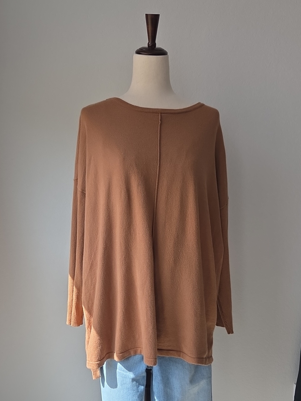 Style & Co. Relaxed Brown Burnt Caramel Knit Sweater Long-Sleeve Top Chic Basic